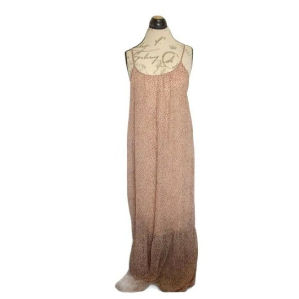 Everly Womens Slip Dress Animal Print Ruffle Long Lined Trendy Festival Sz Small